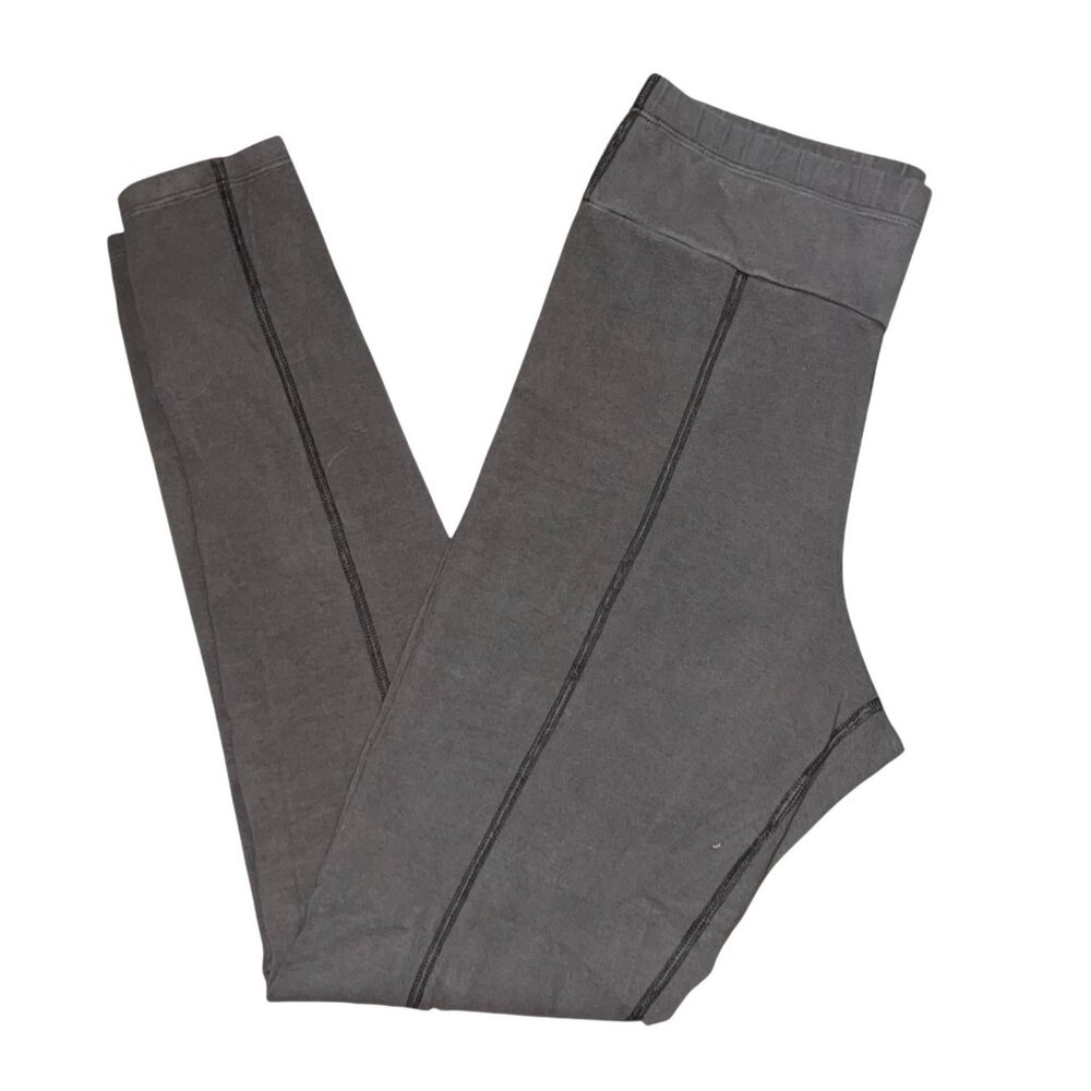 Jewel Toffier High-Waisted Contrast Seam Leggings Size Medium Womens Gray Stretc